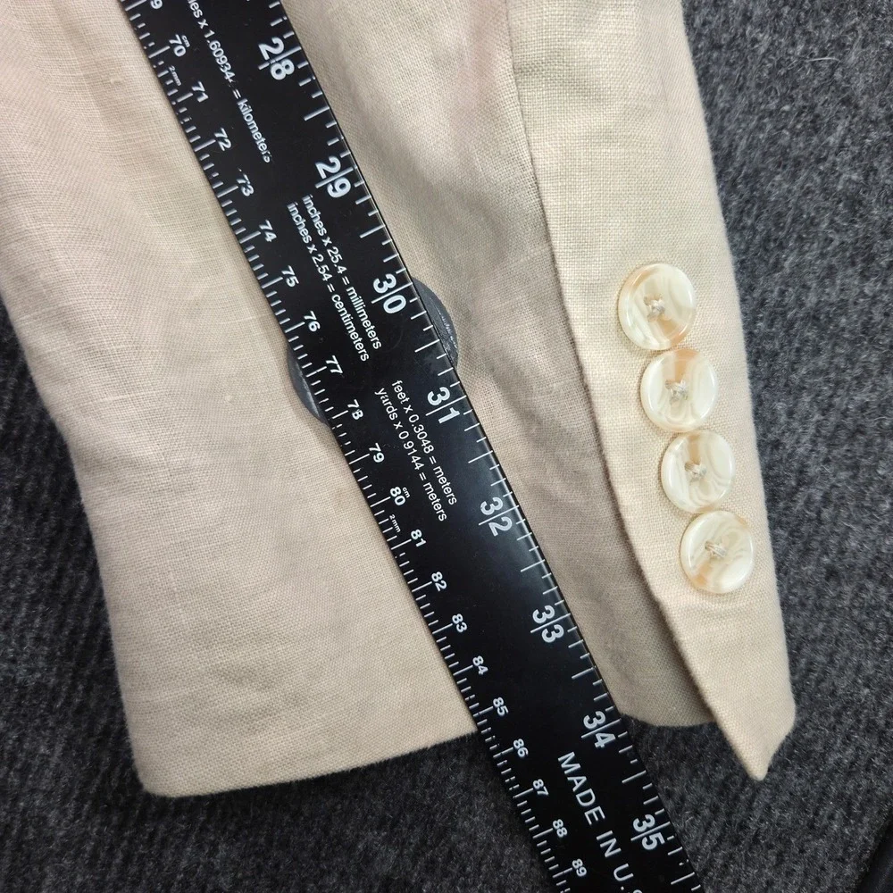 Saddlebred Linen Blazer Mens 44R Tan Beige Two Button Tailored Summer Sport Coat